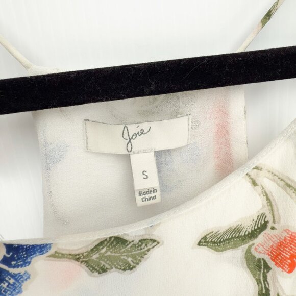 JOIE Derwen Silk Floral Print Ruffle Hem White Colorful Summer Boho‎ Top sz S - Picture 6 of 11